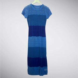 Dress Maxi Crochet Figure-Hugging Short Sleeve Crew Neck UNBRANDED Sz Jr XL